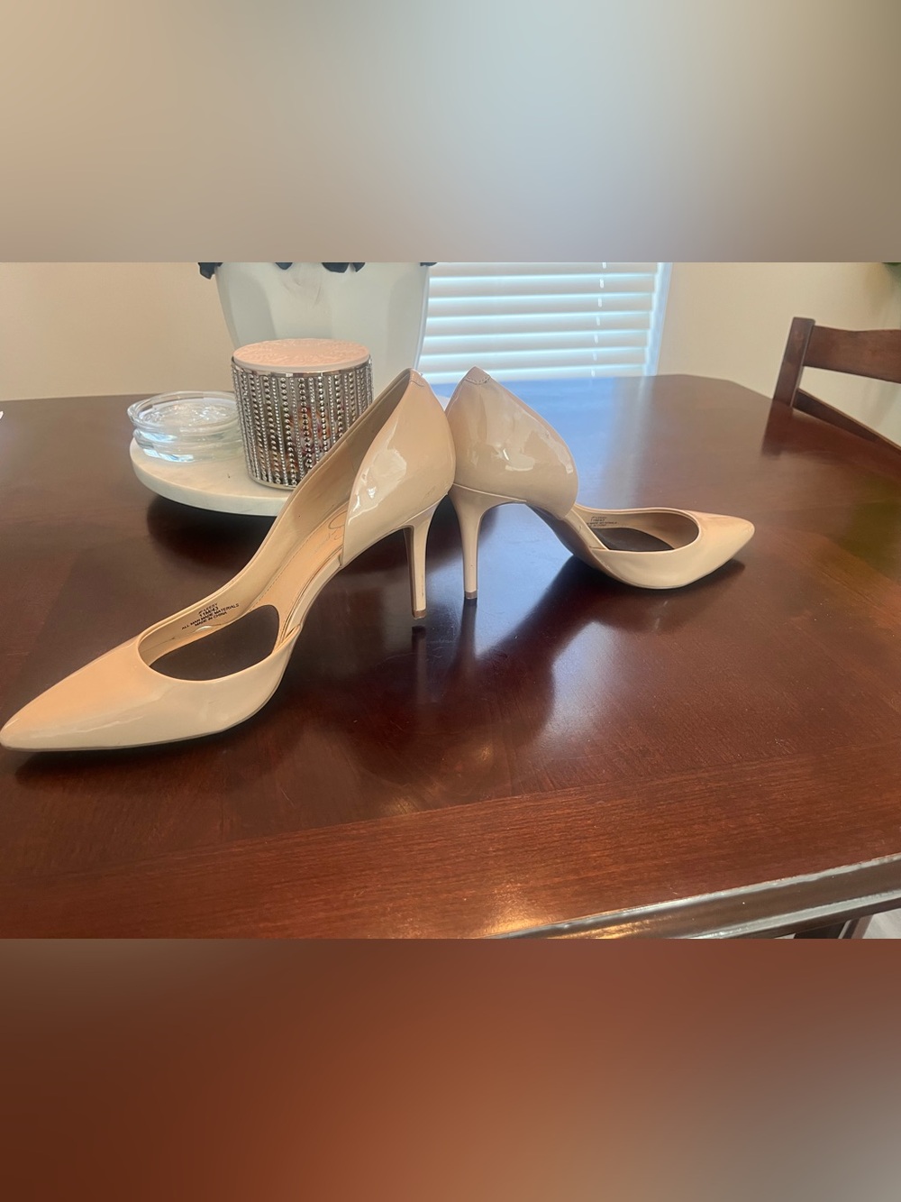 Women's Patent Pointed-Toe High Heels in Nude
